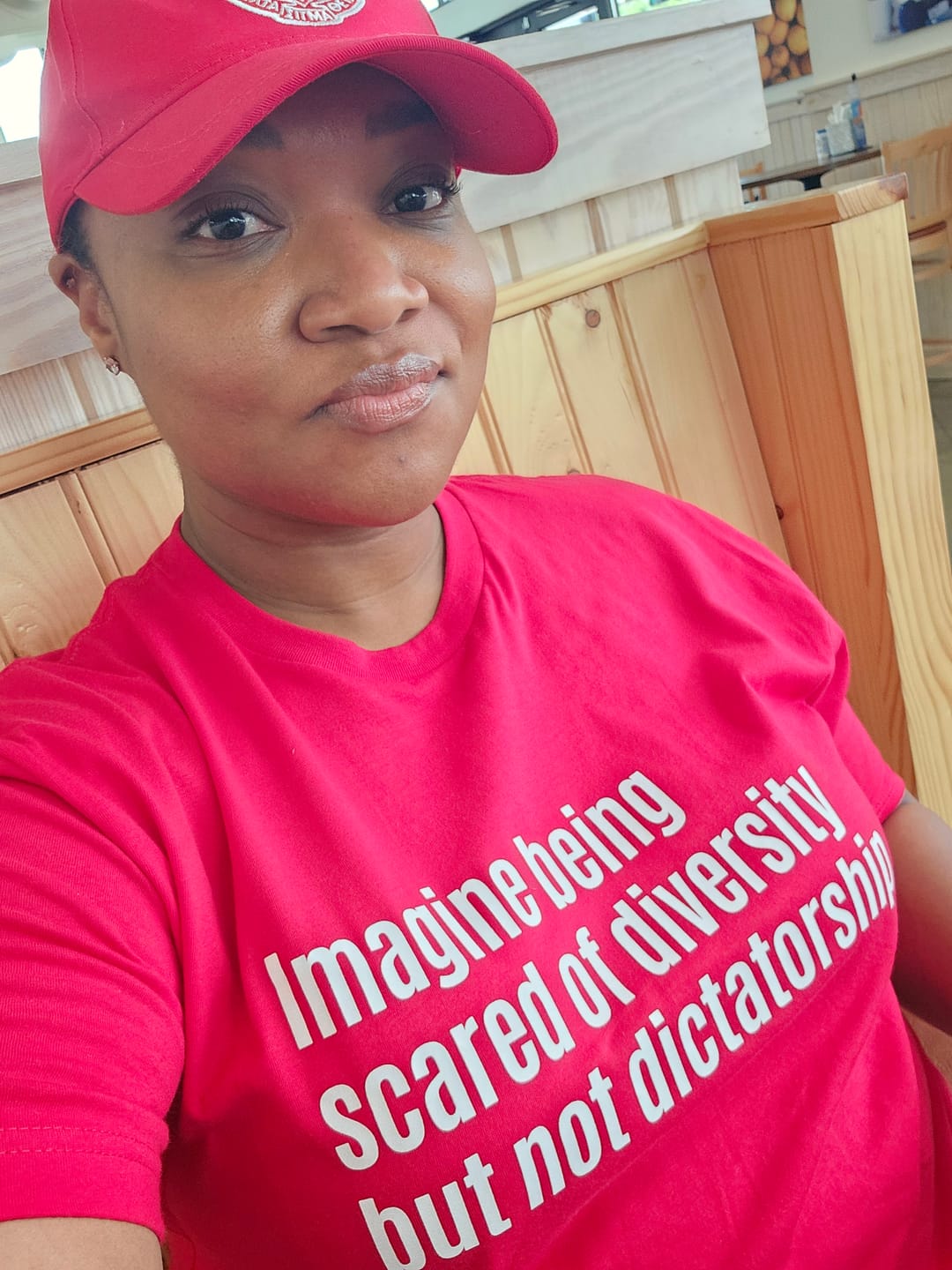 Customer photo review of Imagine Being Scared of Diversity But Not Dictatorship Unisex Tee (LIMITED EDITION)