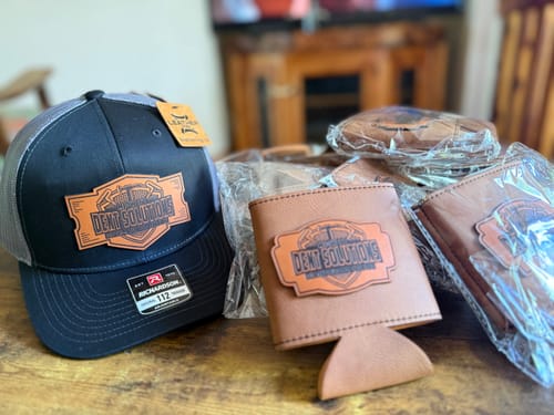 Customer photo review of Richardson 112 Genuine Leather Patch Hats Laser Engraved