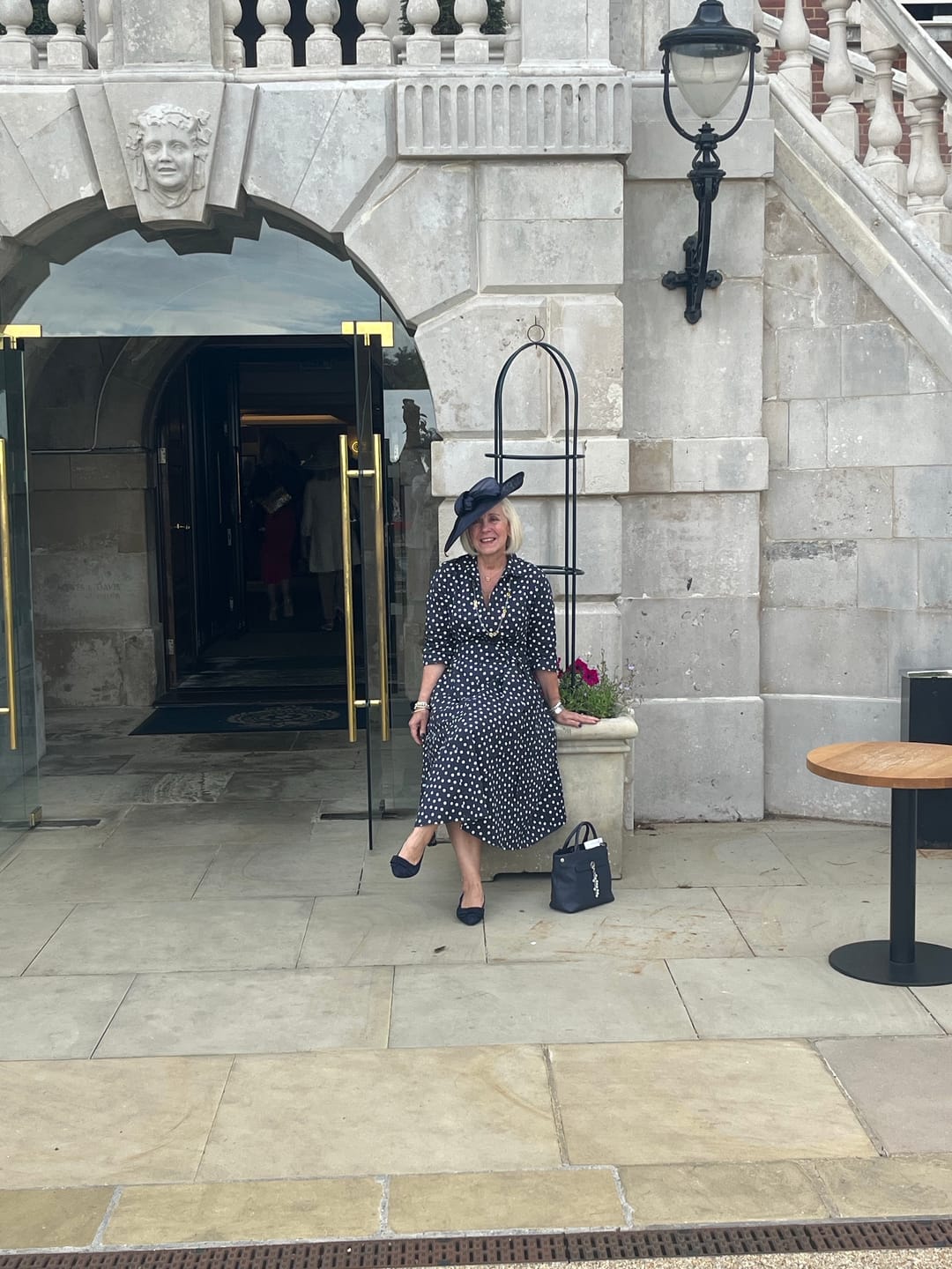 Customer photo review of PRE-ORDER The 'Zip Pocket' Dress in Navy Polka Dot - Delivered wc 9th June