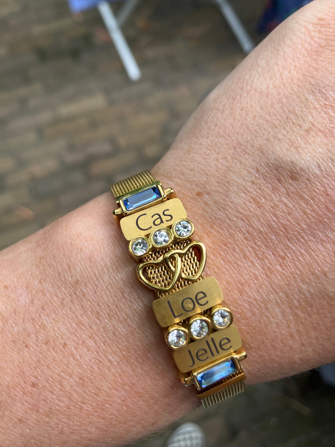 Customer photo review of Mesh charm name gold