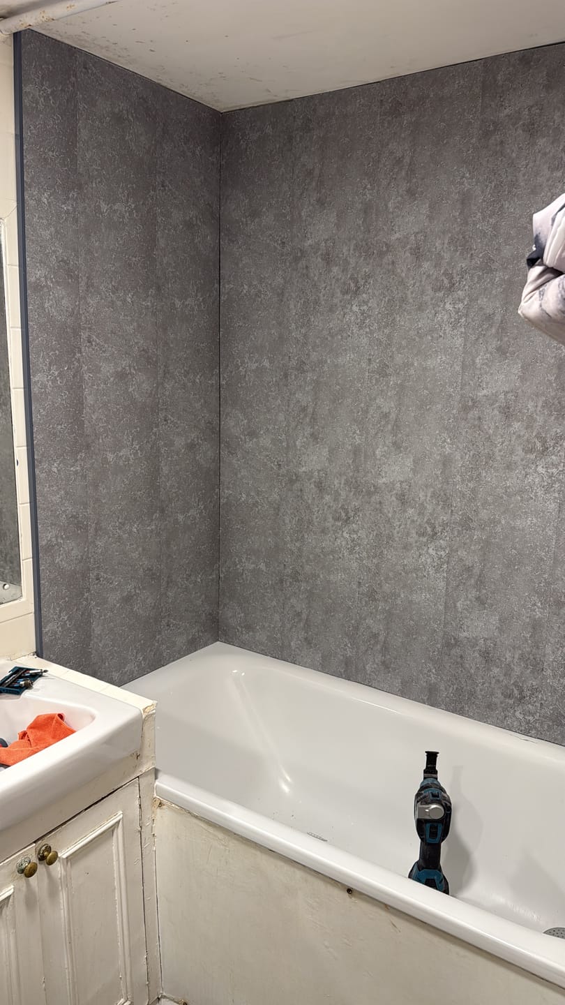 Customer photo review of 8mm Light Concrete Bathroom Wall Panel 2.6M