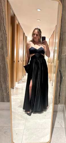 Customer photo review of Elodie Gown in Black by AMUR - RENTAL