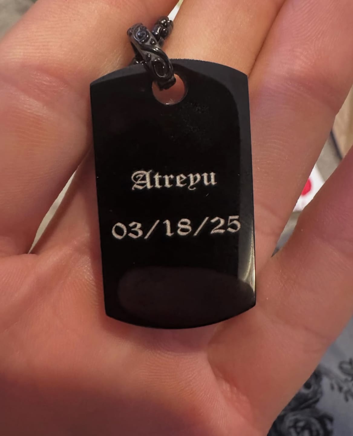 Customer photo review of Detailed Dog Tag