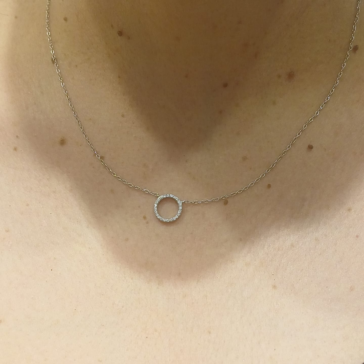 Customer photo review of Collar Con Dije Contorno Circulo Con Zirconias