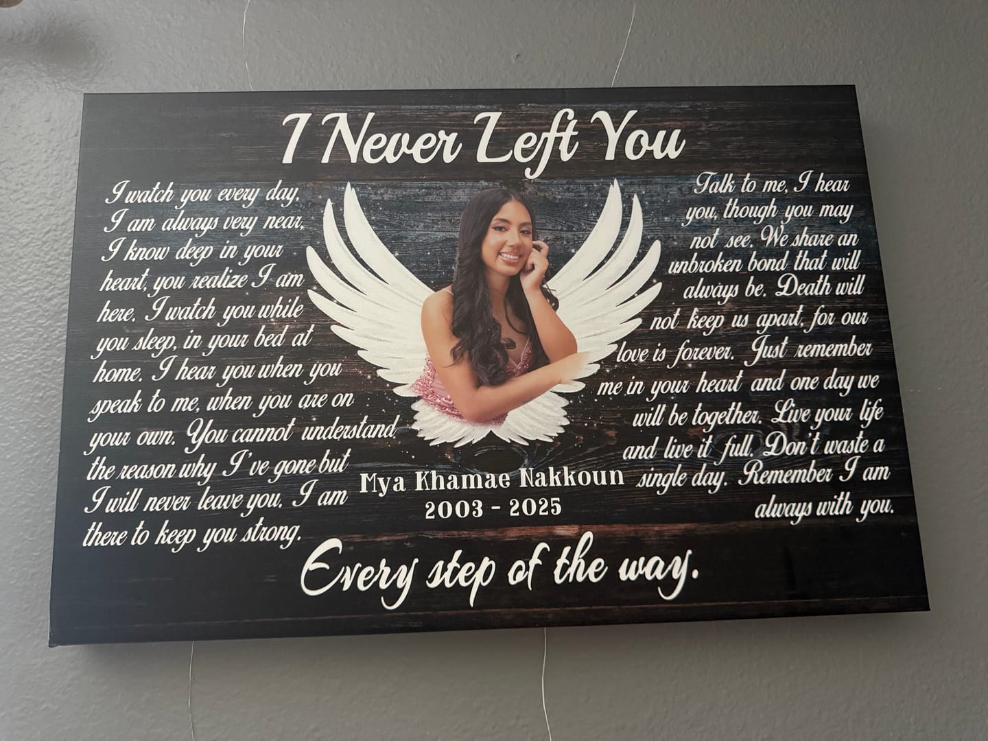 Customer photo review of Personalized Canvas Prints, Custom Photo, Memorial Gifts, Sympathy Gifts, Angel Wings I Never Left You Love Dem Canvas