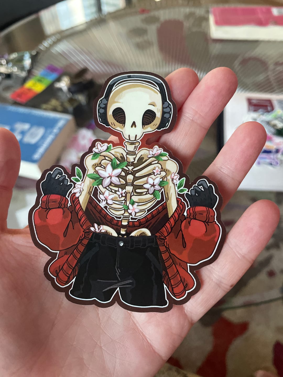 Customer photo review of Aesthetic Flower Skeleton Rib Stickers