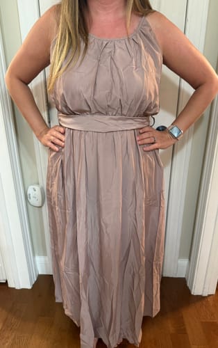 Customer photo review of Thin Strapped Tie Waist Midi Dress