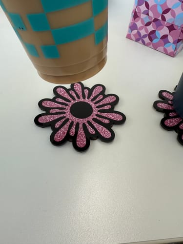 Customer photo review of Pink Glitter Sunny Coaster 2 Pack Sample