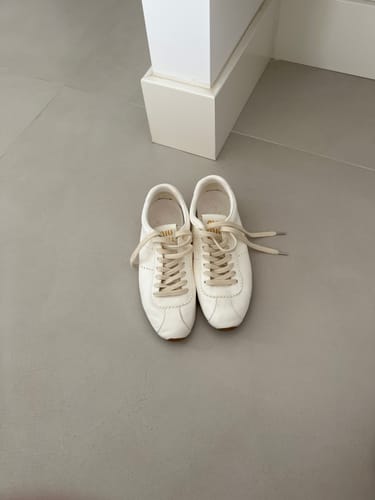 Customer photo review of PLUME NAPPA SNEAKERS IN WHITE LAMBSKIN
