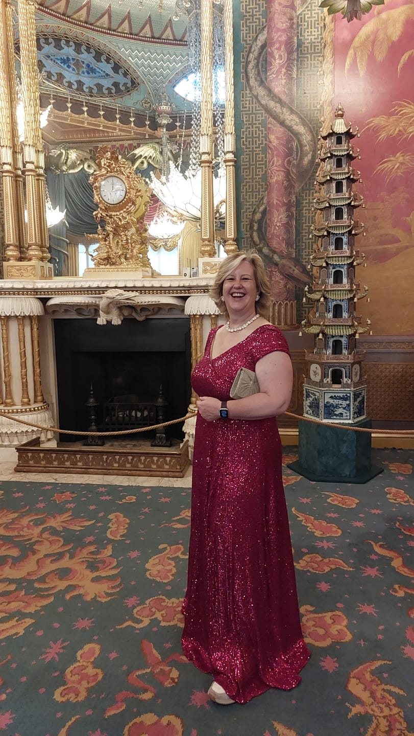Customer photo review of ARRIVES W/C 13 April Ruby Red Sequin Swing Gown