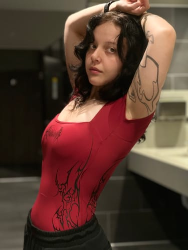 Customer photo review of Women's Void Tech™ Nocturnal One Piece Bodysuit [CRIMSON RED]