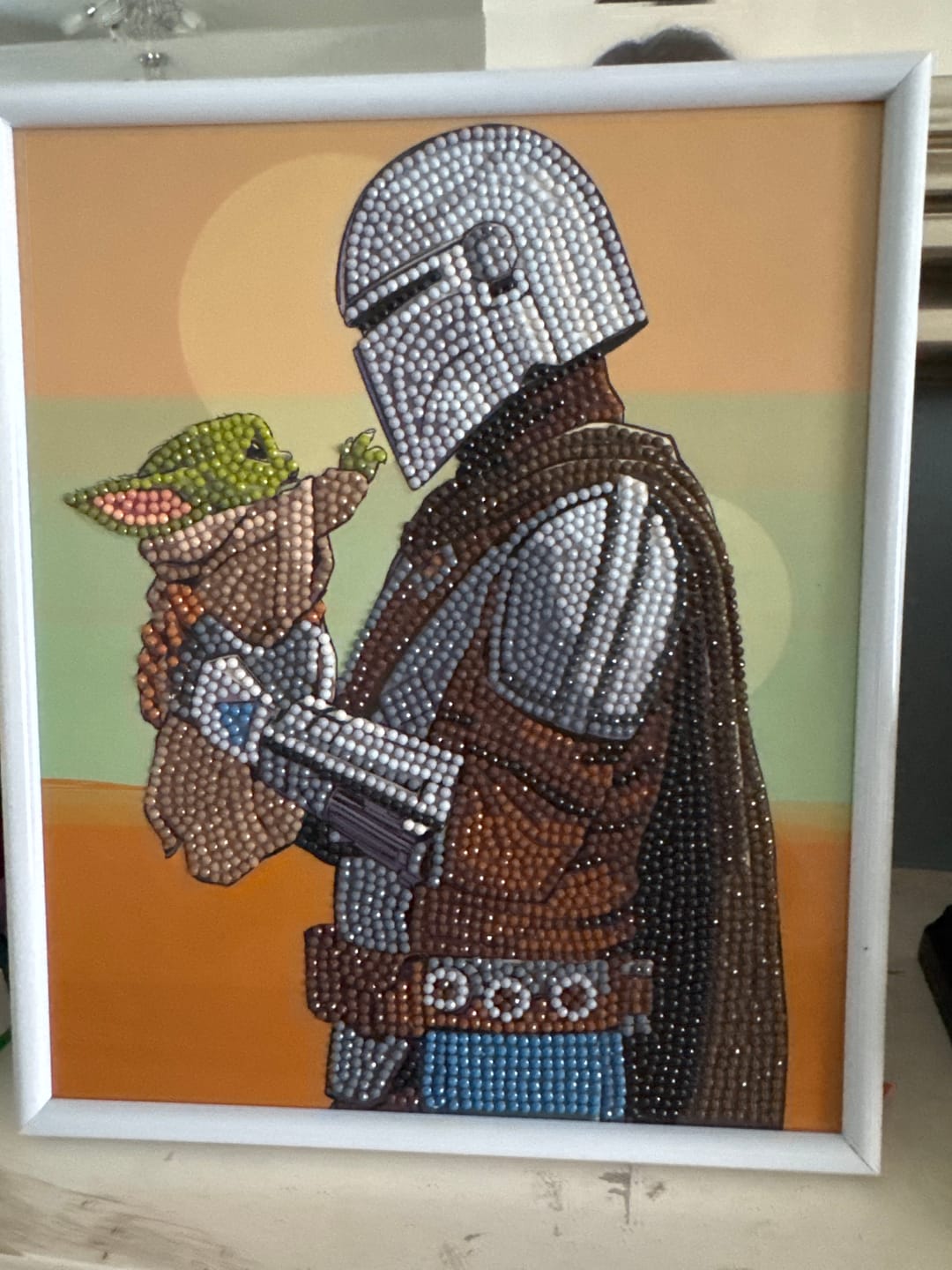Customer photo review of "Grogu and the Mandalorian" Star Wars Crystal Art Framed Kit 21x25cm