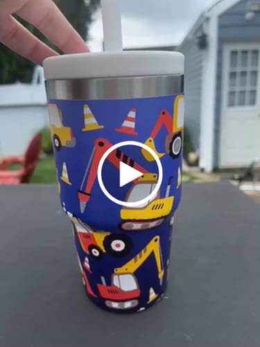 Customer video review of Construction Vehicles Spill Proof Kids CREWCUP 20oz
