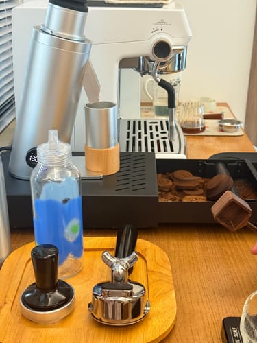 Customer photo review of Drawer Coffee Knock Box with Wood Handle