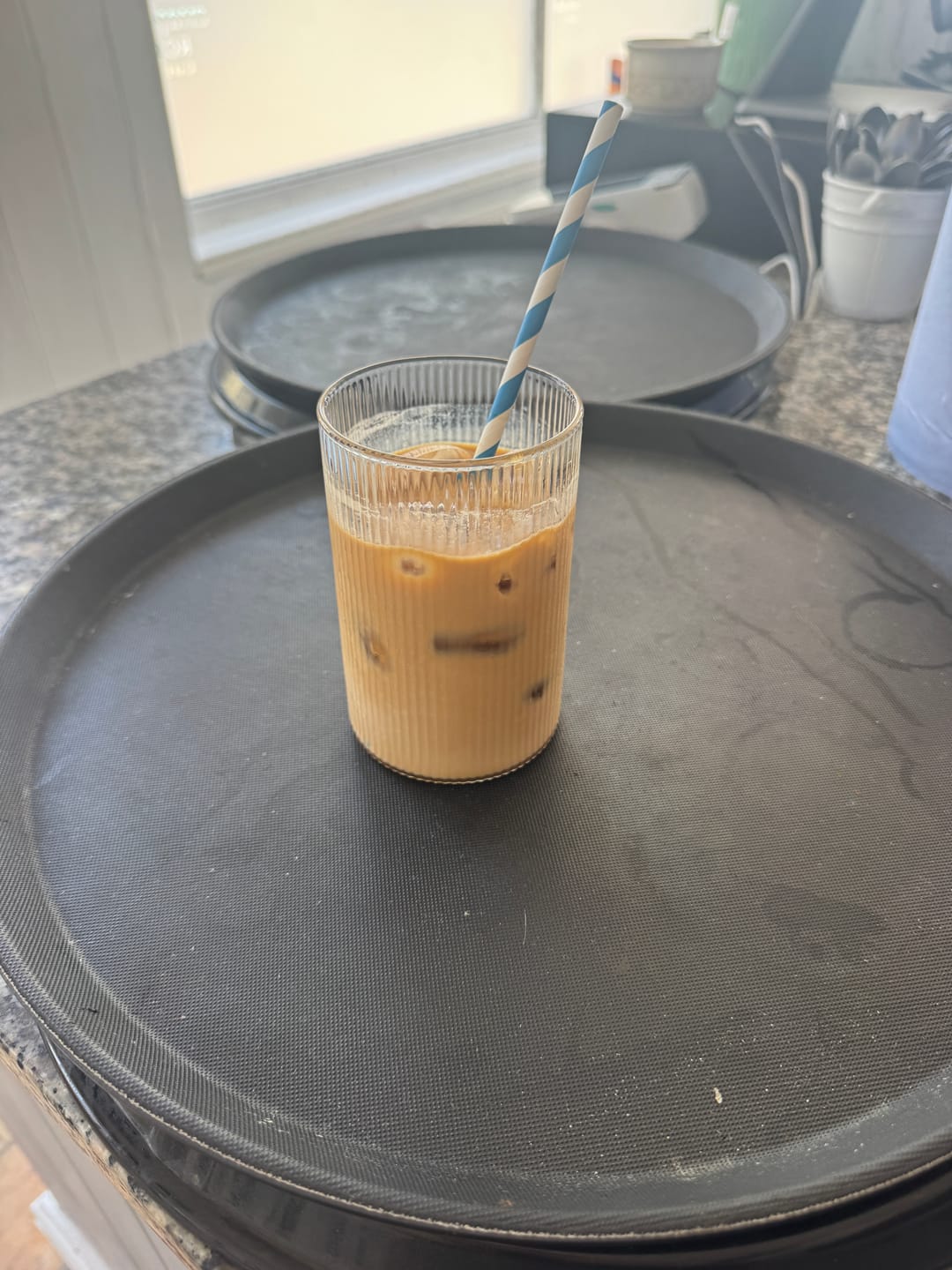Customer photo review of Ribbed Glass Cup 460ml Cup