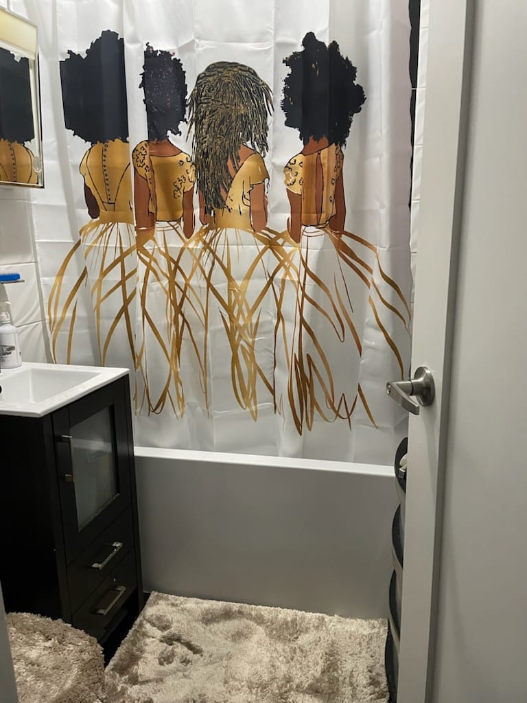 Customer photo review of Royal White Shower Curtain