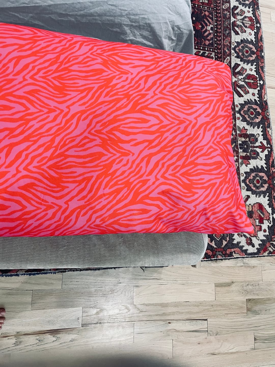 Customer photo review of Pink Tiger Striped Fabric - Red and Pink Patterned Material