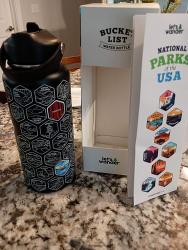 Customer photo review of Let's Wander™ National Parks Water Bottle + Stickers