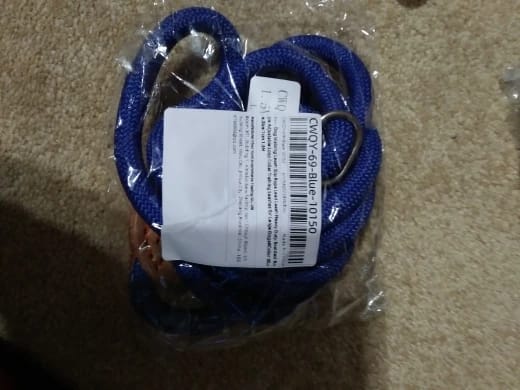 Customer photo review of Dog Walking Leash Slip Rope: Heavy Duty Braided Rope Adjustable Loop Collar