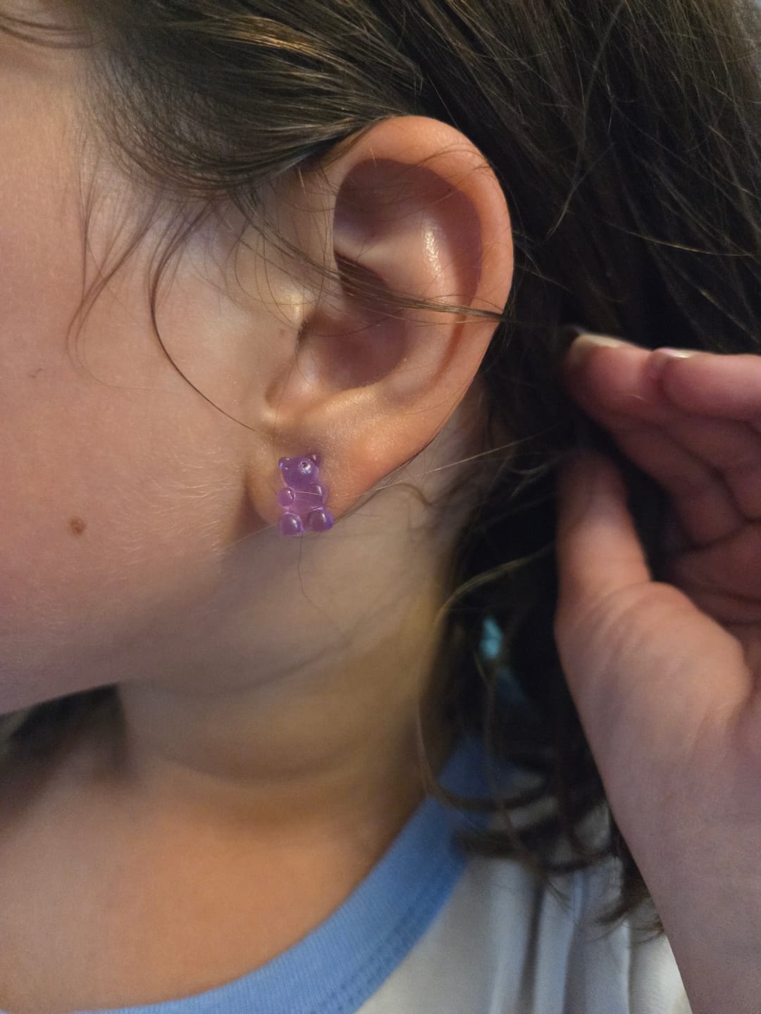 Customer photo review of Gummy Bear Studs Hypoallergenic Earrings for Sensitive Ears Made with Plastic Posts