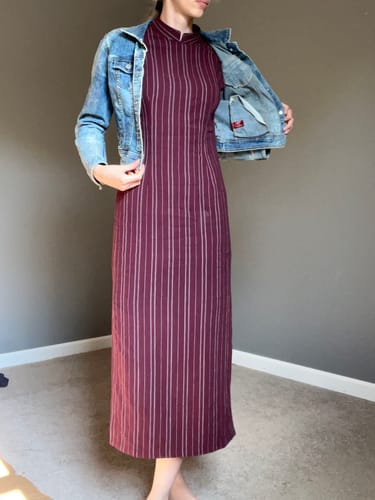 Customer photo review of Jin Ling 金陵 Golden Hill Republic of China Maroon Stripe Pure Cotton Sleeveless Qipao