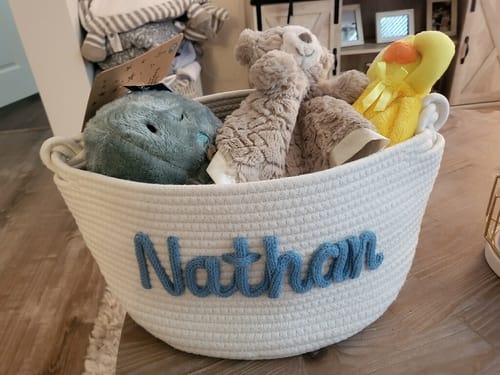 Customer photo review of Baby Knits™ Personalized Knitted Basket