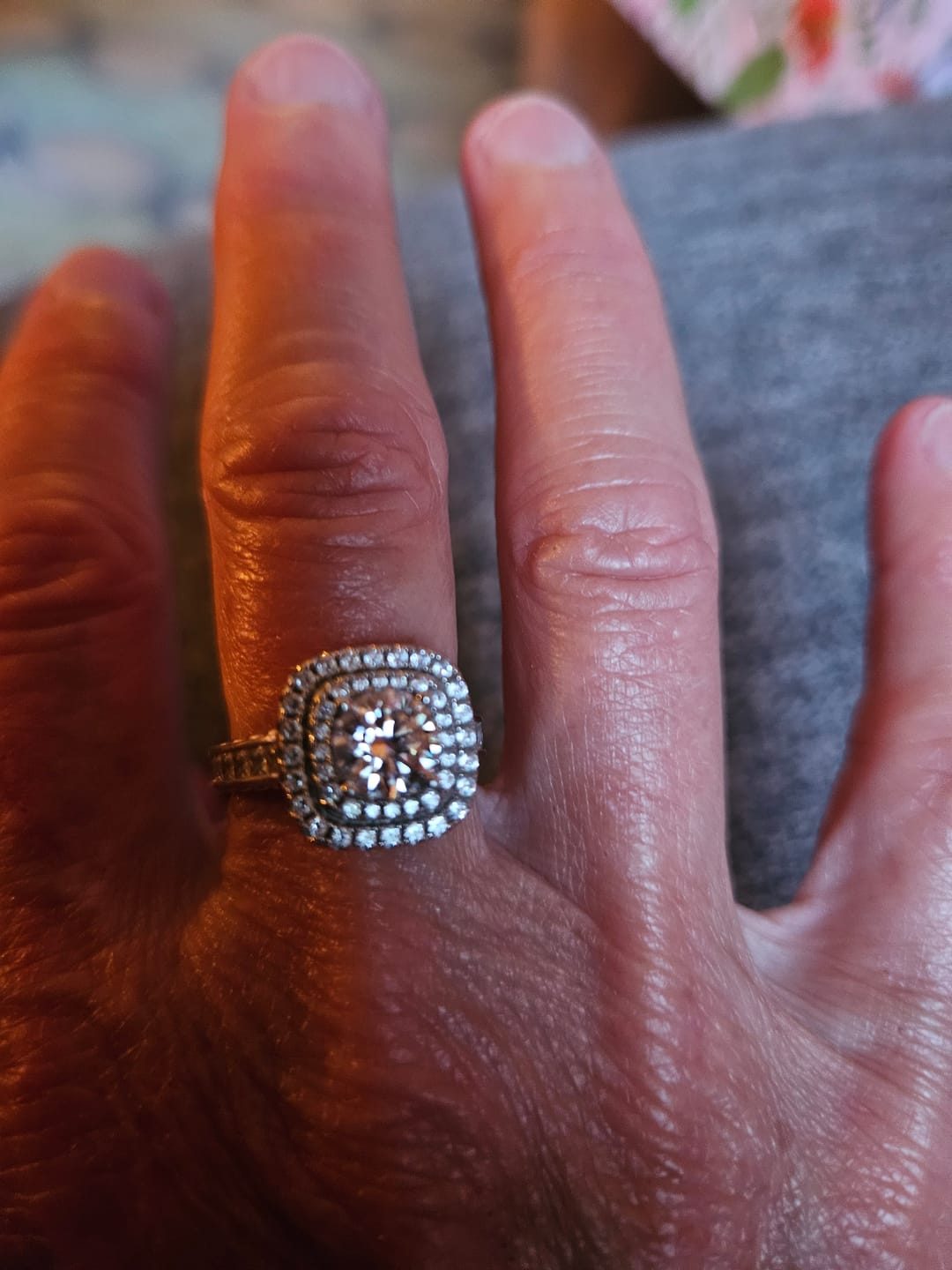 Customer photo review of Double Halo Moissanite Channel Set Engagement Ring