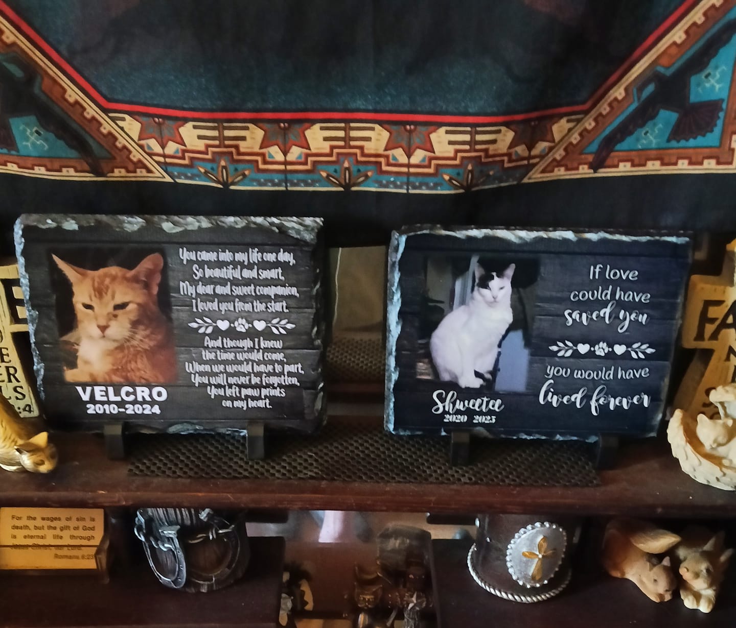 Customer photo review of Personalized Cat Memorial Plaque If love could have saved you Stone Keepsake
