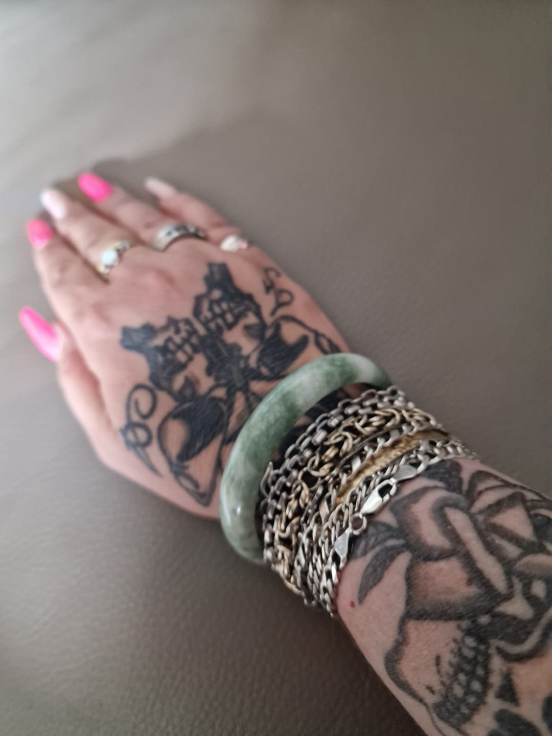 Customer photo review of Buddha Stones, natürlicher Jade-Wohlstands-Armreif