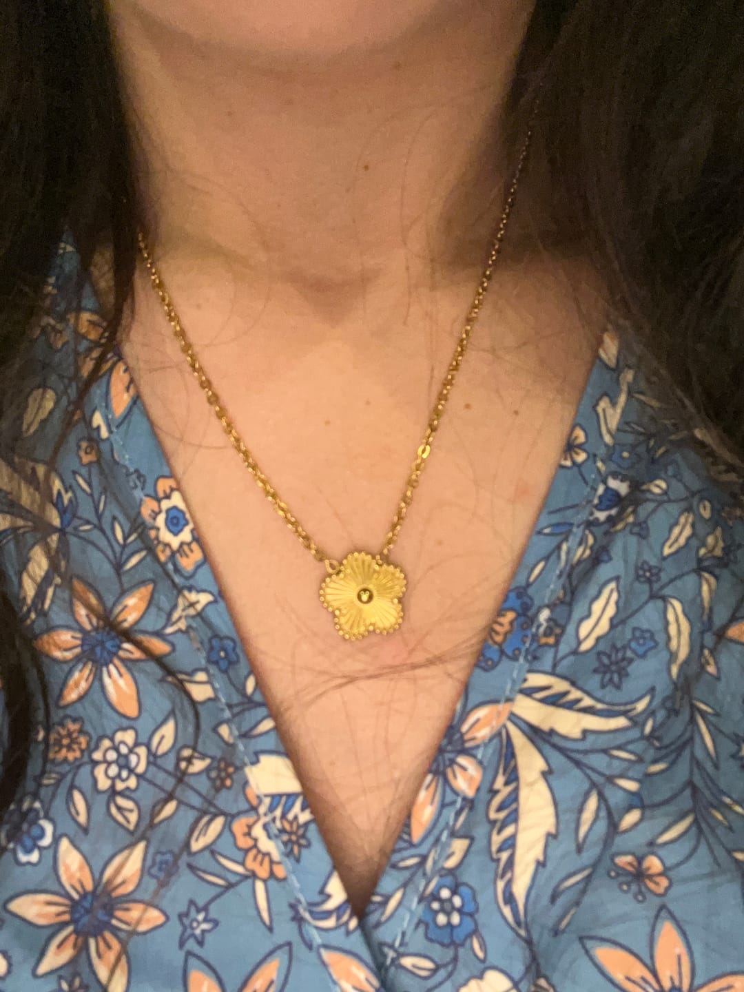 Customer photo review of Golden Clover Necklace