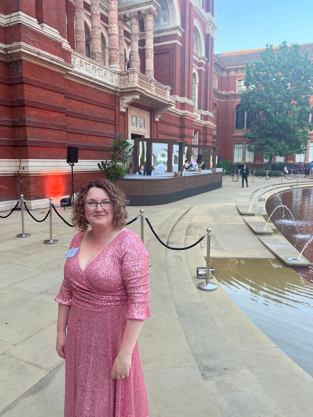 Customer photo review of NEW IN 'Coco' Pink Sequin Midi Swing Dress