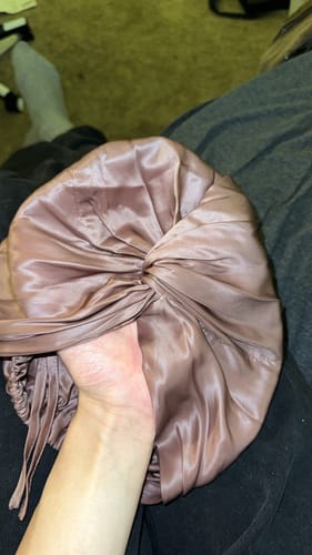 Customer photo review of Organic Silver Ion Silk Hair Bonnet