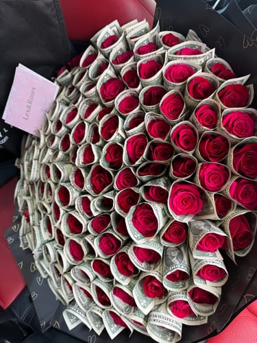 Customer photo review of Money Rose Bouquet - Red