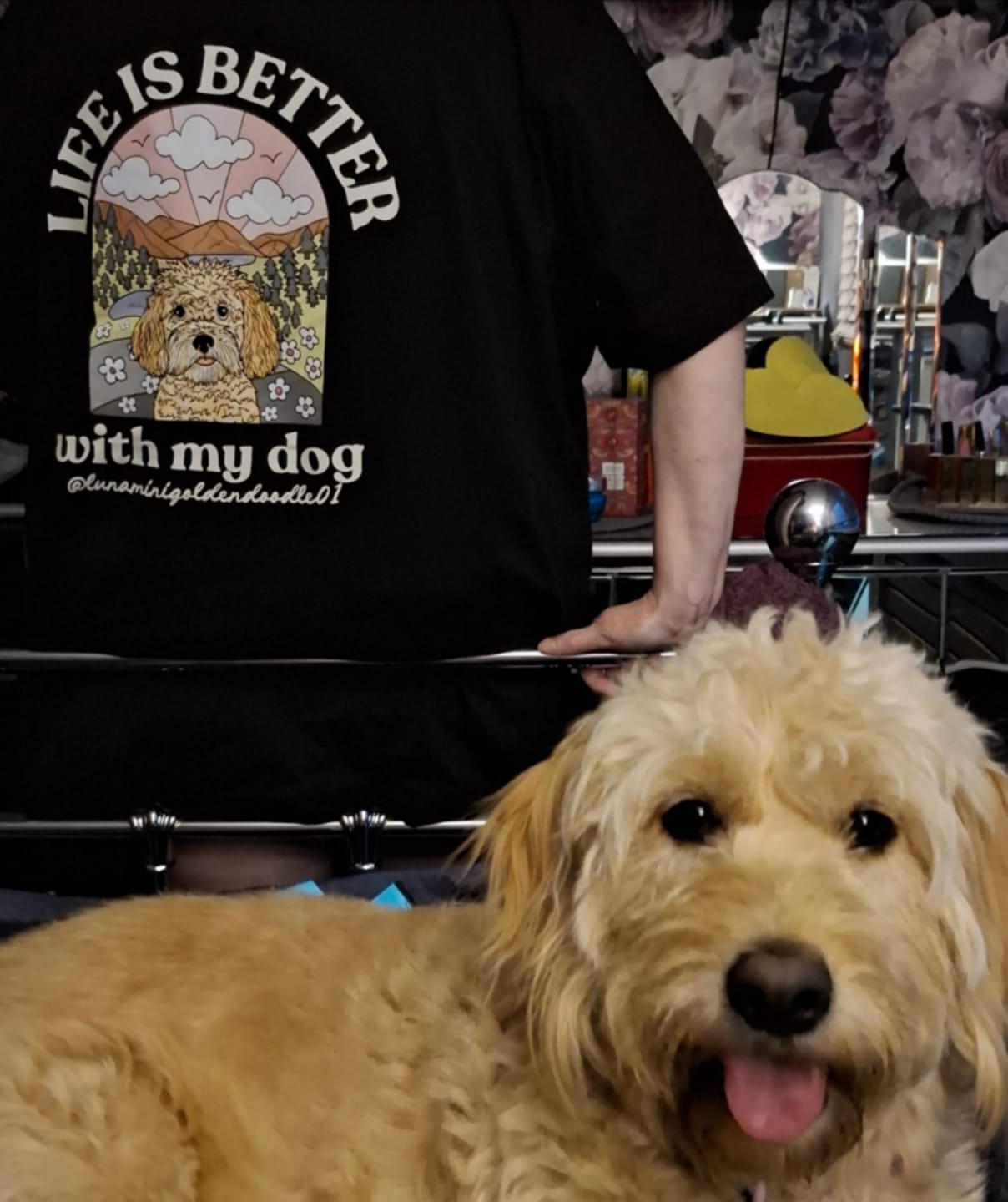 Customer photo review of Personalised Life Is Better With Your Dog T Shirt
