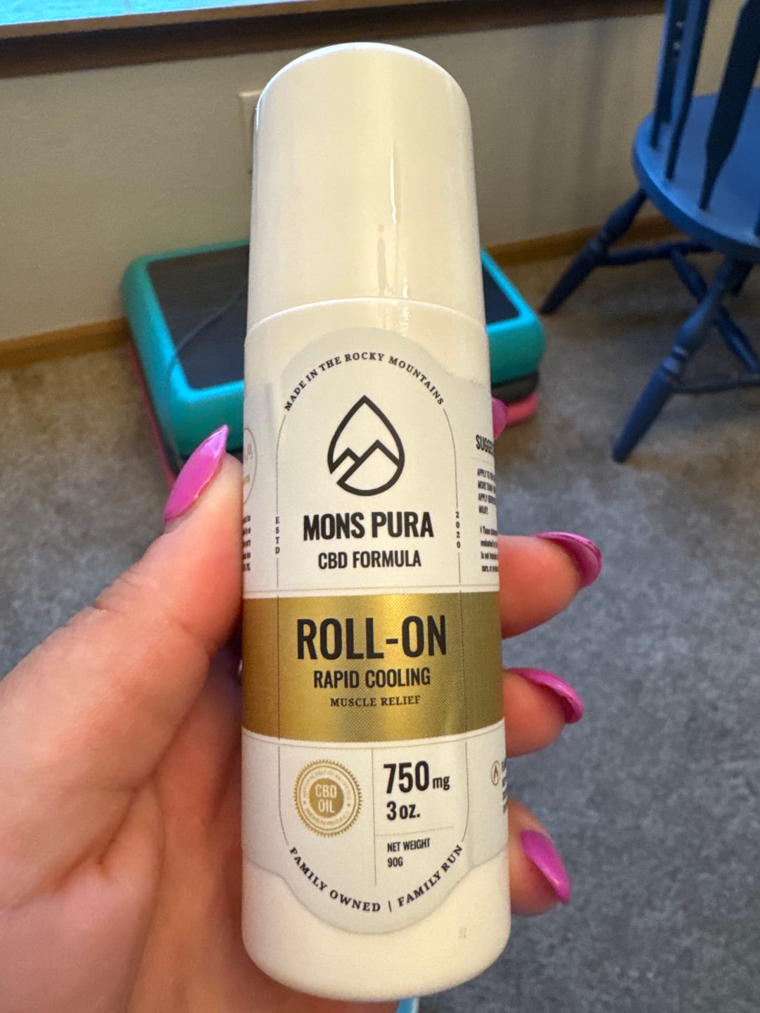 Customer photo review of Rapid Cooling Muscle Relief Roll On 750mg CBD