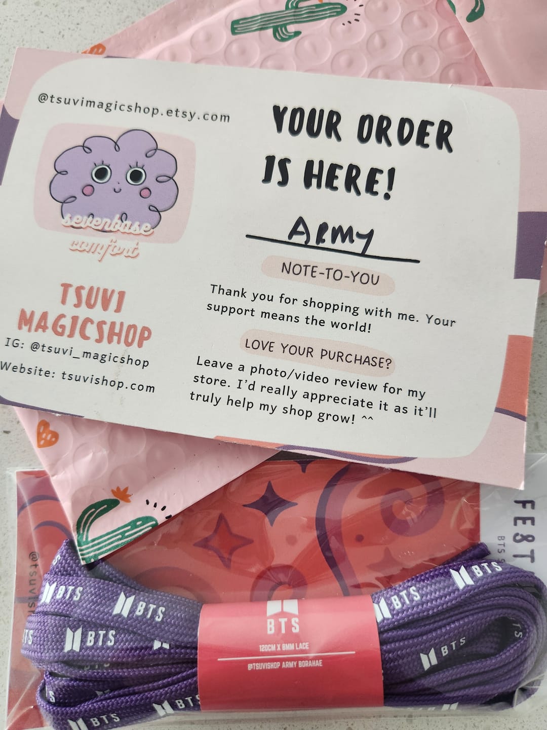 Customer photo review of BTS Shoelaces - Festalaces