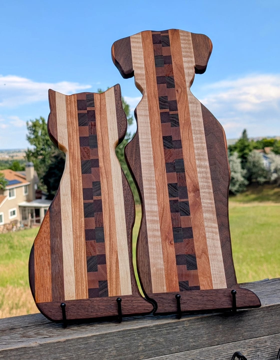 Customer photo review of 17.75x12" Dog & Cat Interlocking Serving Boards Acrylic Router Template Set