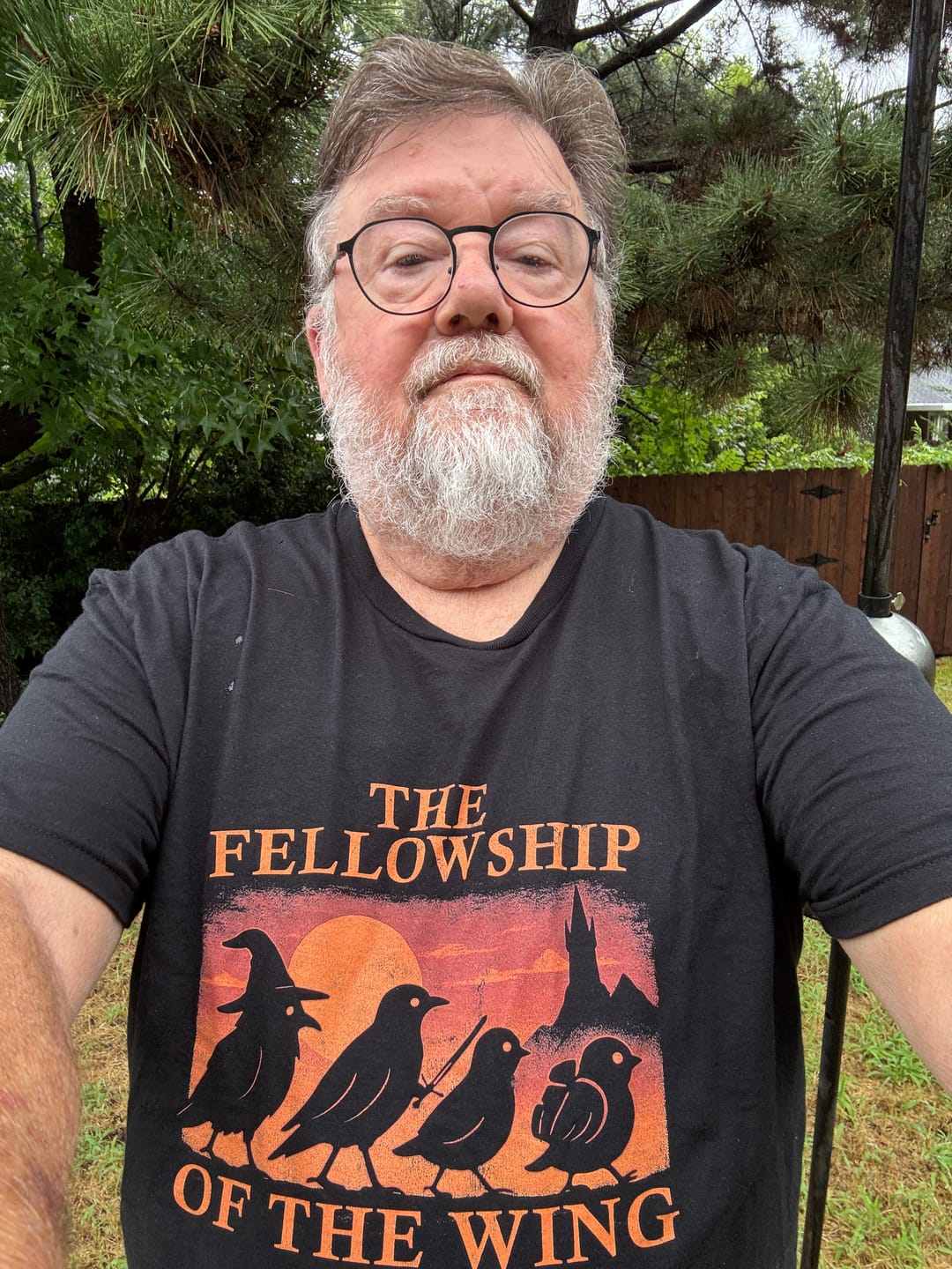 Michael S. wearing the Fellowship Of The Wing T-Shirt
