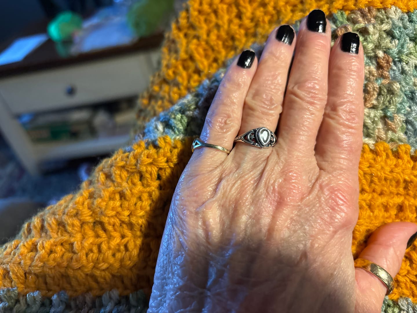 Customer photo review of Aquamarine Stars Moon Ring Sterling Silver