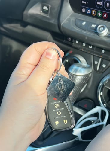 Customer photo review of Soulmate Custom Engraved Photo Keychain