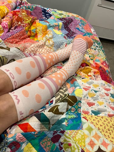 Customer photo review of Spotty Spice Bamboo Compression Socks
