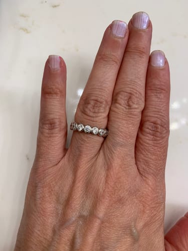 Customer photo review of Bubble Bezel CZ Eternity Ring in Sterling Silver