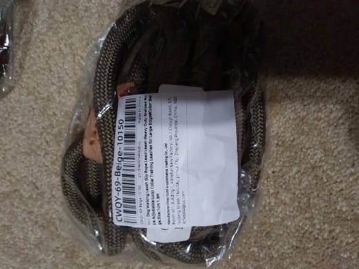 Customer photo review of Dog Walking Leash Slip Rope: Heavy Duty Braided Rope Adjustable Loop Collar