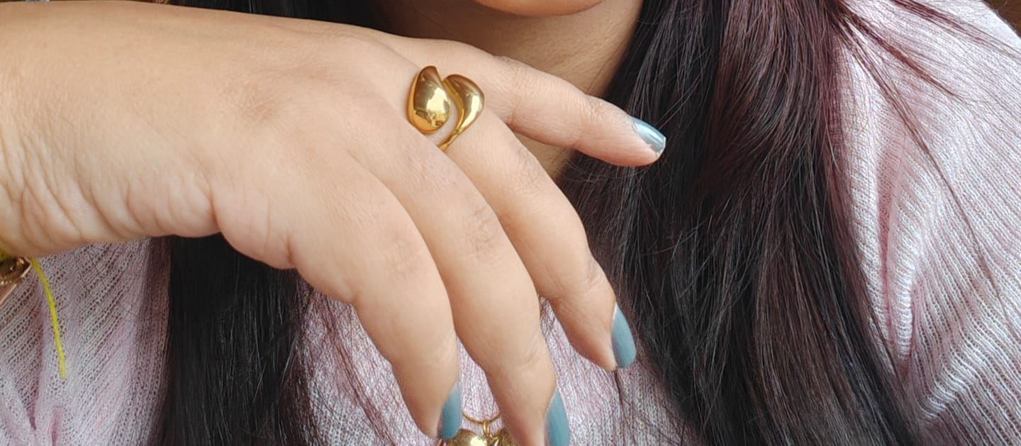 Customer photo review of Gold Plated Adjustable Finger ring