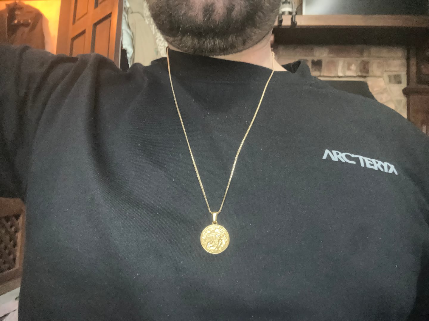 Customer photo review of Hercules Double Sided Coin Pendant - Gold