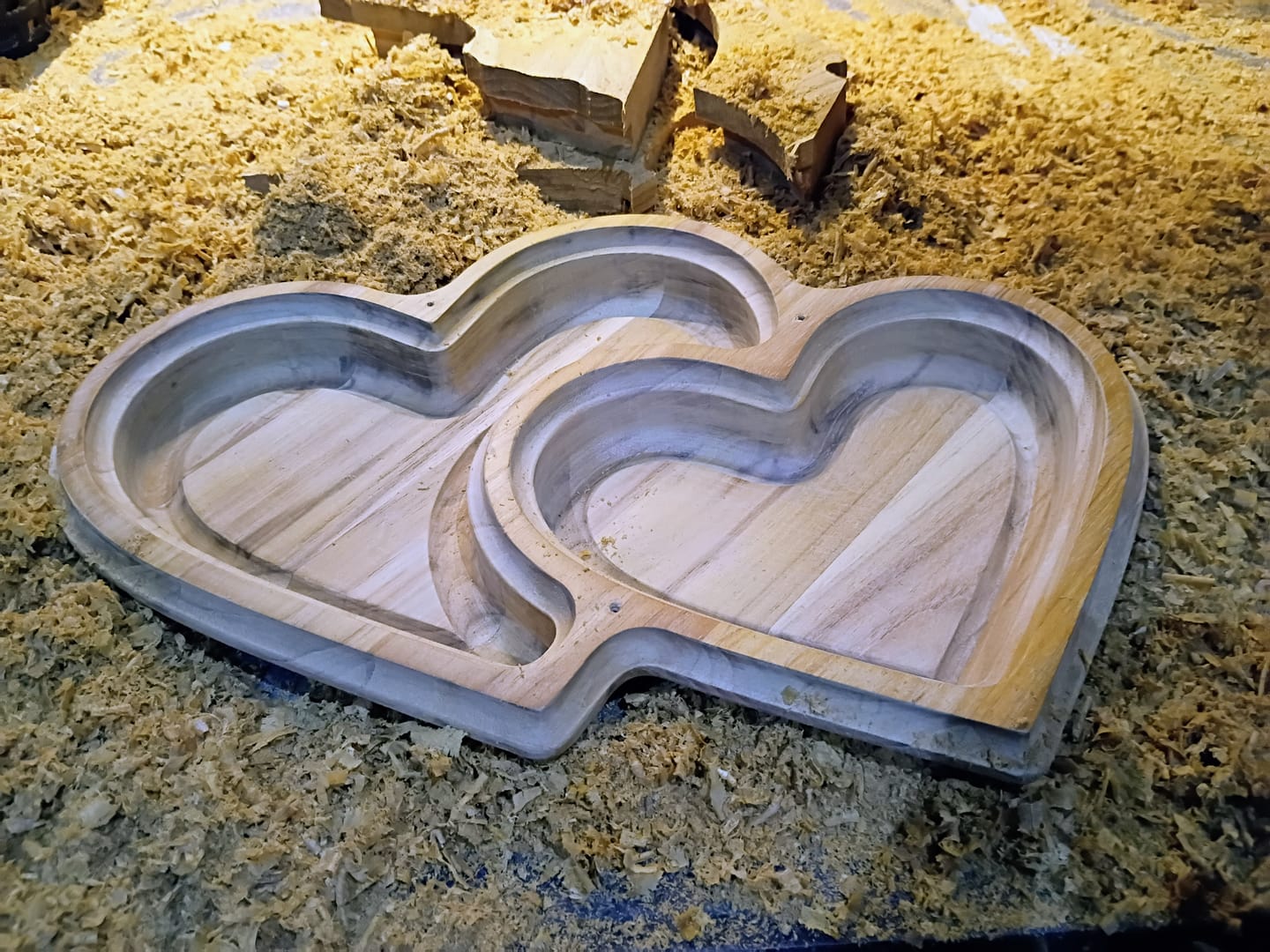 Customer photo review of 10.4x8.2" Nested Double Heart Tray 08 Acrylic Router Template