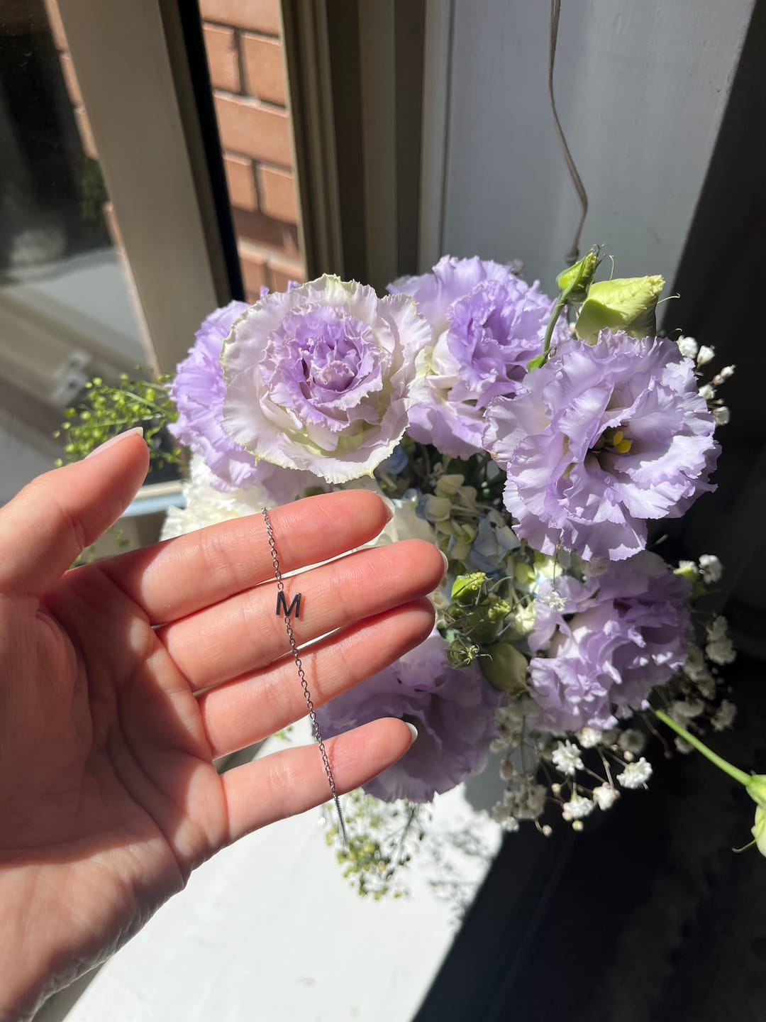 Customer photo review of Personalized Sideway Initial Necklace 18K Best Seller