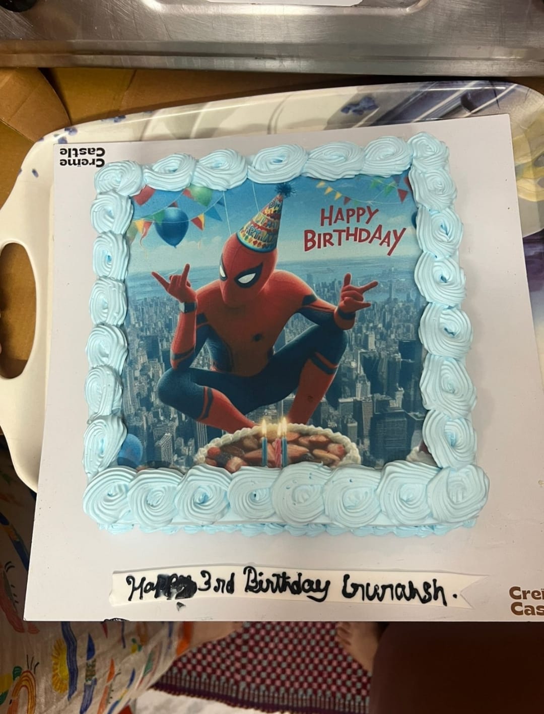 Customer photo review of Spiderman Birthday Photo Cake