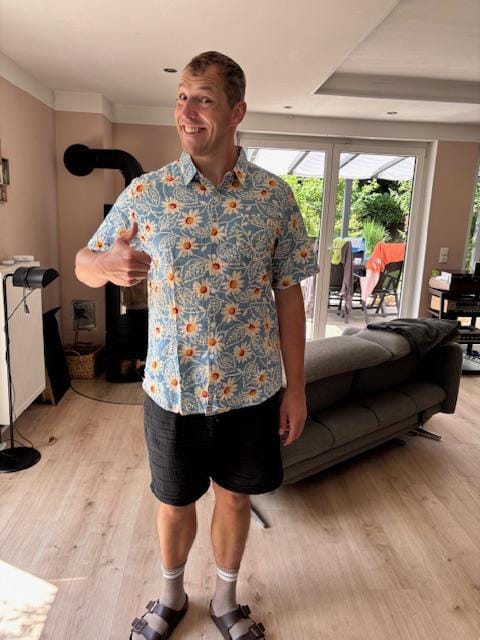 Customer photo review of Herren Blumenmuster Baumwolle Kurzarmhemd