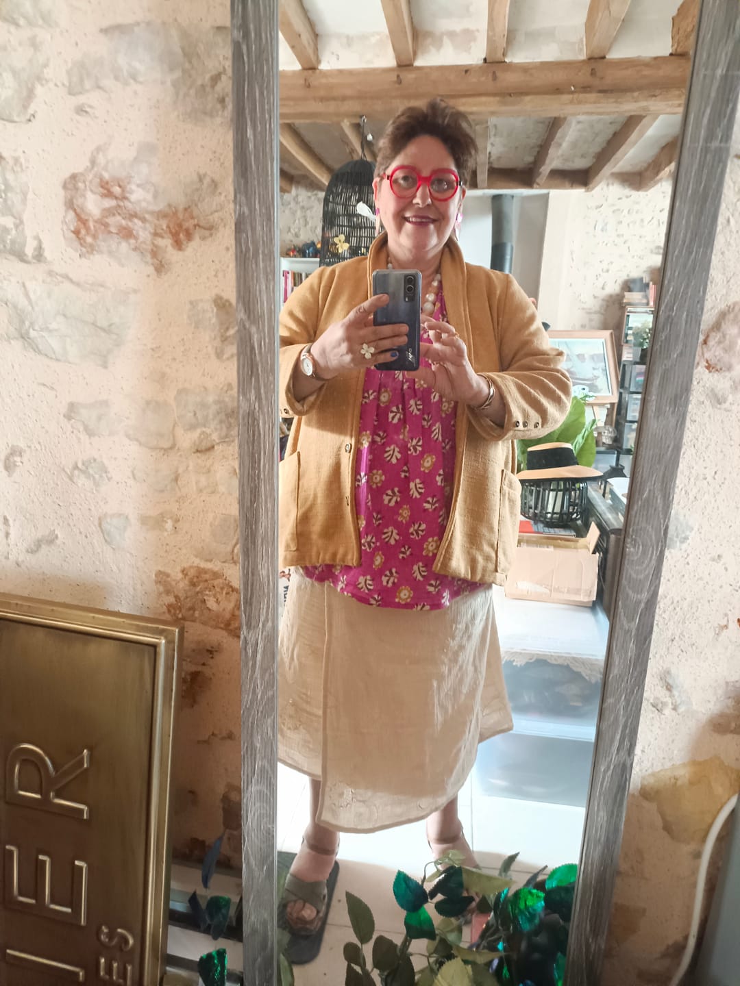 Customer photo review of Veste Faustine - toile texturée ocre